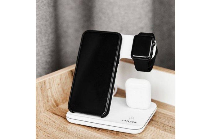 Беспроводное зарядное устройство 3 в 1 Canyon WS-302 (белый)