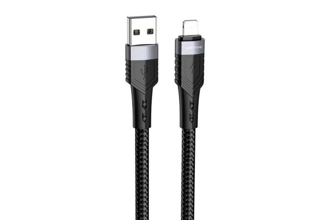 Кабель USB - Lightning BOROFONE BU35 (черный) 1,2м (с усиление сгиба)