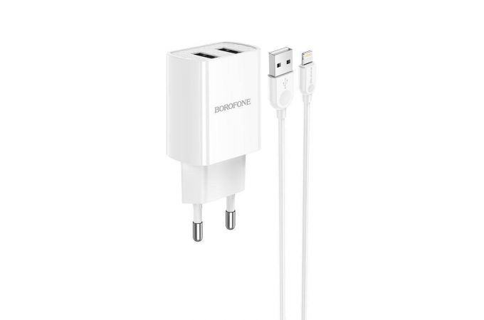 Сетевое зарядное устройство USB + кабель Lightning BOROFONE BA53A Powerway 2100mAh (белый)