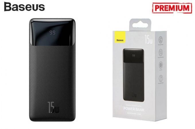 Универсальный дополнительный аккумулятор Power Bank Baseus Bipow Digital Display Power Bank 20000mAh 15W Black Overseas Edition (черный)