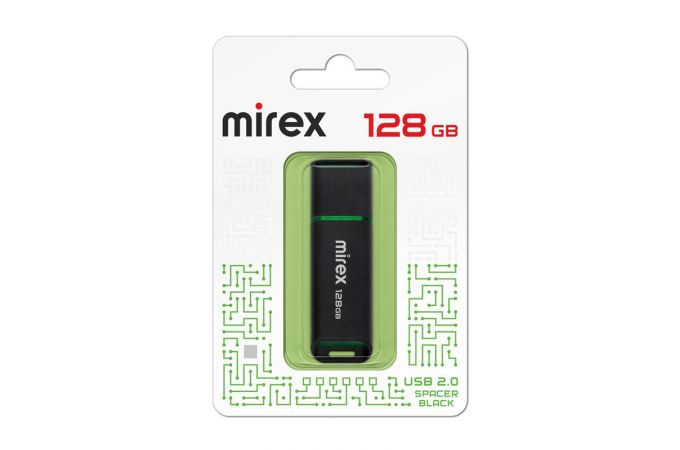 Флешка USB 2.0 Mirex SPACER BLACK 128GB (ecopack)