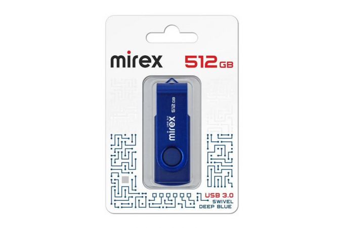 Флешка USB 3.0 Mirex SWIVEL DEEP BLUE 512GB  (ecopack)