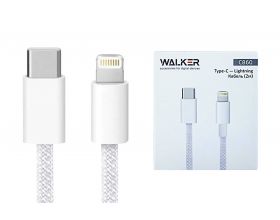 Кабель USB Type-C - Lightning WALKER C860, 30W, поддержка PD, нейлон, белый, 2м