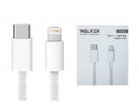 Кабель USB Type-C - Lightning WALKER C860, 30W, поддержка PD, нейлон, белый, 1 м