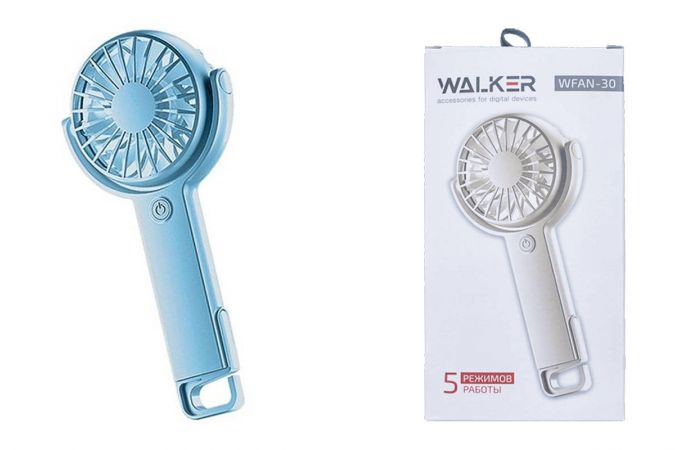 Вентилятор WALKER WFAN-30, поворотный, с крючком-подставкой, синий