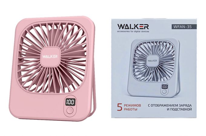 Вентилятор WALKER WFAN-35, с дисплеем, розовый