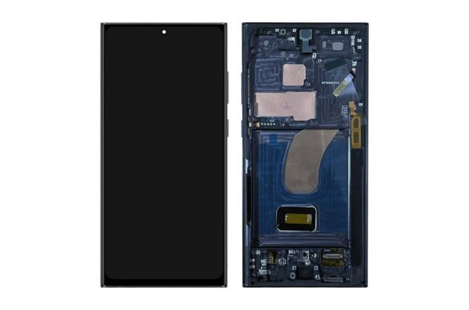 Дисплей для Samsung S918B Galaxy S23 Ultra Black в сборе с тачскрином + рамка, 100% Переклейка
