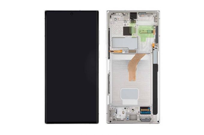 Дисплей для Samsung S908B Galaxy S22 Ultra Grey в сборе с тачскрином + рамка, 100%