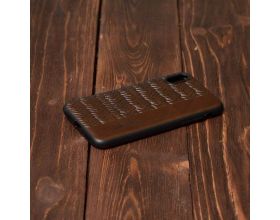 Чехол для Iphone X кожаный с плетением (темно-коричневый)