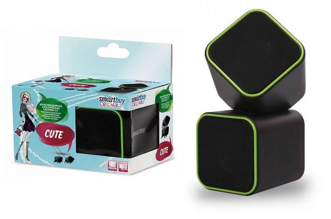 Акустическая система 2.0 Smartbuy CUTE, мощность 6Вт, USB SBA-2580 (черно-зеленый)