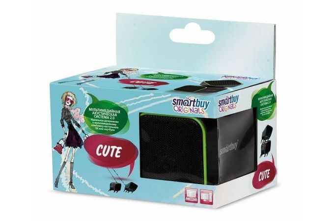 Акустическая система 2.0 Smartbuy CUTE, мощность 6Вт, USB SBA-2580 (черно-зеленый)