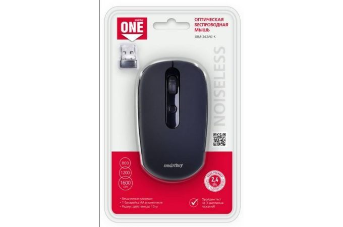Мышь беспроводная Smartbuy ONE 262AG беззвучная (SBM-262AG-K) (черный)