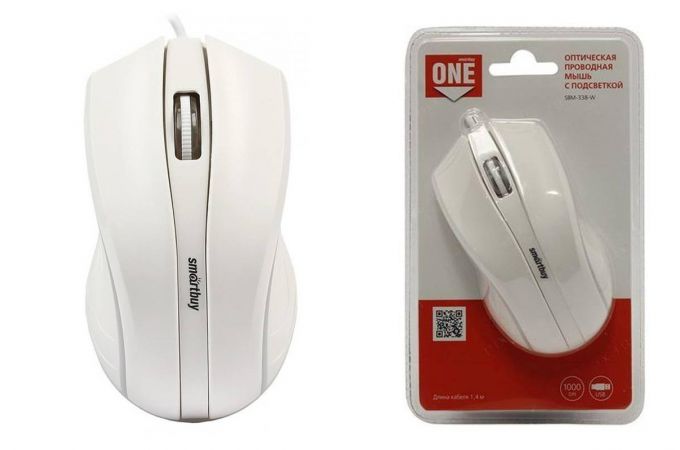 Мышь проводная Smartbuy ONE 338 с подсветкой (SBM-338-W) (белый)