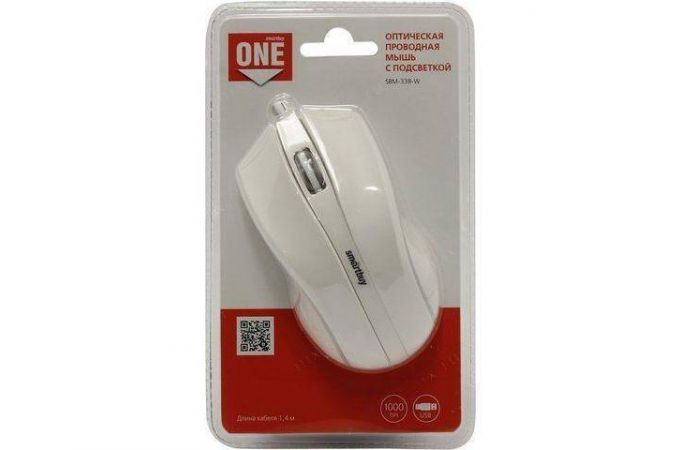 Мышь проводная Smartbuy ONE 338 с подсветкой (SBM-338-W) (белый)