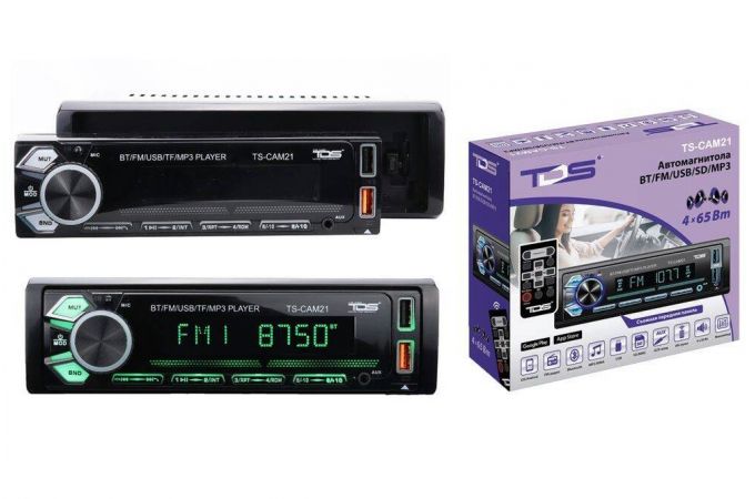 Автомагнитола TDS TS-CAM21 автомагнитола съемная панель (радио,USB,bluetooth)