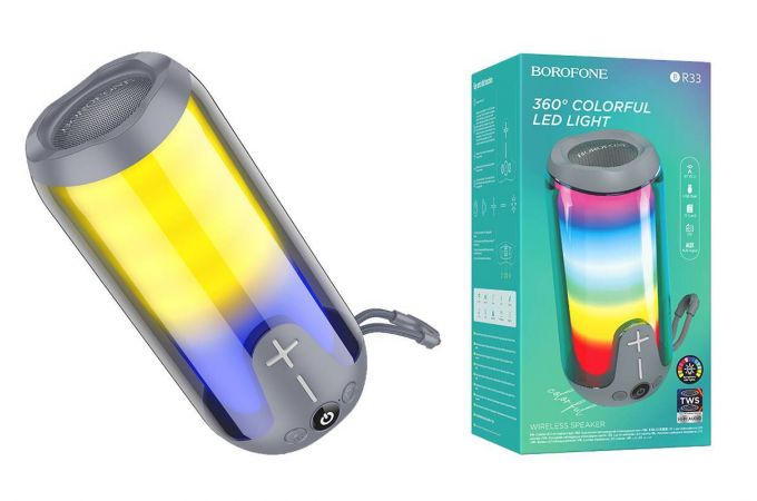 Портативная беспроводная колонка BOROFONE BR33 Pulse color sports (серый)