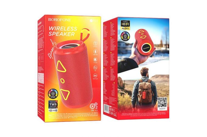 Портативная беспроводная колонка BOROFONE BR37 Noble sports (красный)