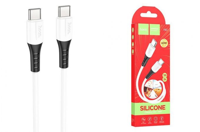 Кабель USB Type-C - USB Type-C HOCO X82 PD60W (белый) 1м (силиконовый)