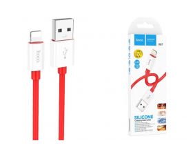 Кабель USB - Lightning HOCO X87, 2,4A (красный) 1м (силиконовый)