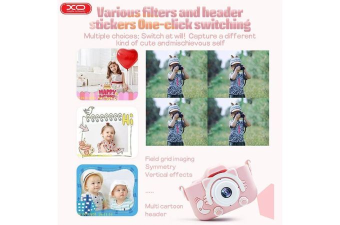 Детский фотоаппарат XO XJ0 Cartoon Dual Lens with Silicone Case Blue