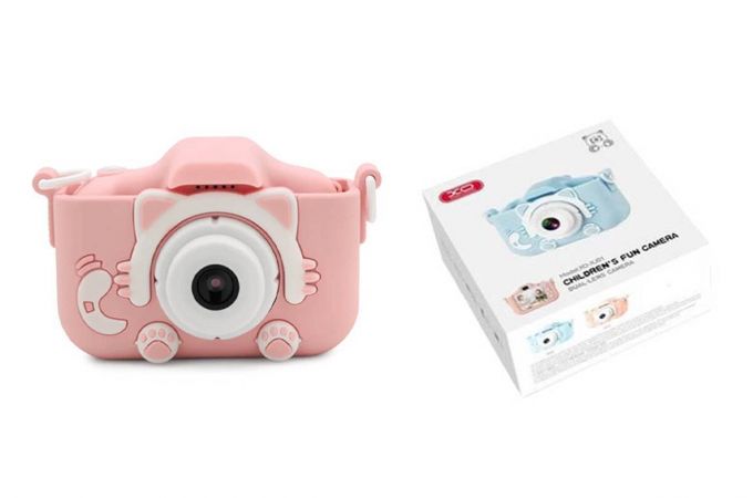 Детский фотоаппарат XO XJ01 Cartoon Dual Lens with Silicone Case pink