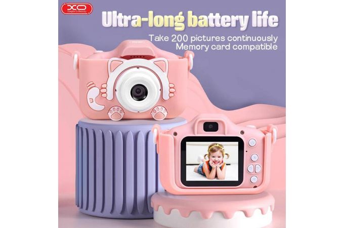 Детский фотоаппарат XO XJ01 Cartoon Dual Lens with Silicone Case pink