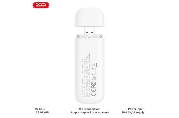 4G USB модем XO CF19 Portable Mobile WiFi Transmitter (without 4G card) White