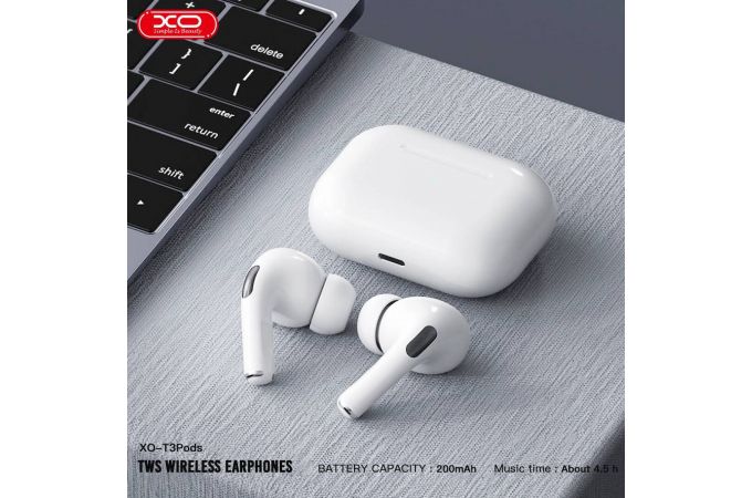 Наушники вакуумные беспроводные XO T5Pods (simple version without in-ear detection and wireless charging) White