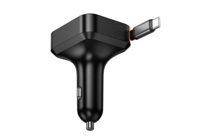 Автомобильное зарядное устройство BOROFONE NZ18 Guardian PD65W (USB - Type-C) с выдвижным кабелем Type-C (черный)