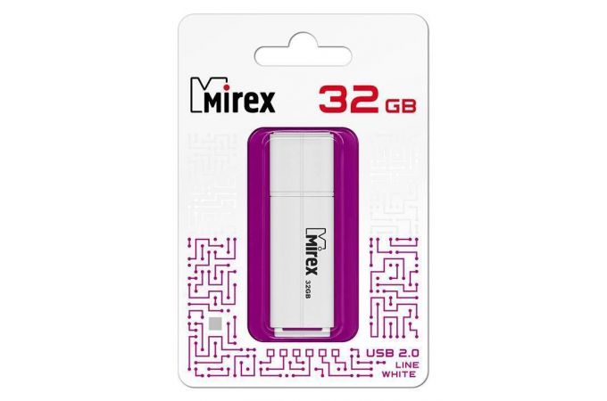 Флешка USB 2.0 Mirex LINE WHITE 32GB (ecopack)