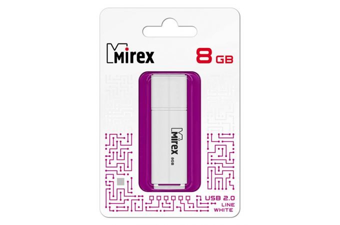 Флешка USB 2.0 Mirex LINE WHITE 8GB (ecopack)