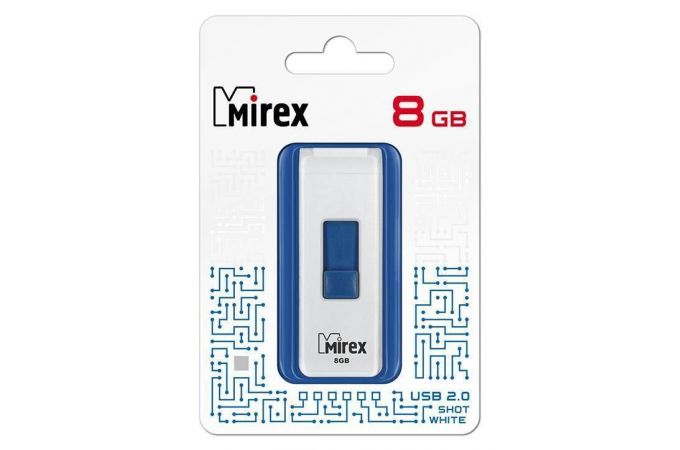 Флешка USB 2.0 Mirex SHOT WHITE 8GB (ecopack)