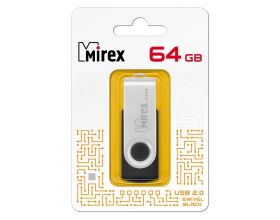 Флешка USB 2.0 Mirex SWIVEL BLACK 64GB (ecopack)