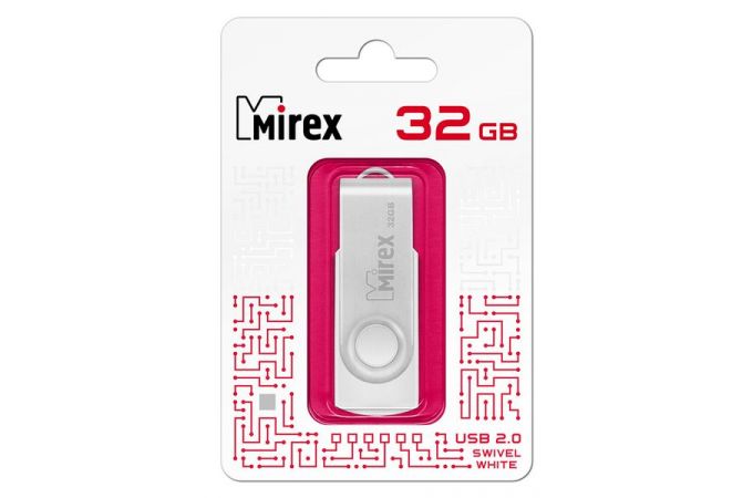 Флешка USB 2.0 Mirex SWIVEL WHITE 32GB (ecopack)