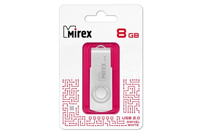 Флешка USB 2.0 Mirex SWIVEL WHITE 8GB (ecopack)