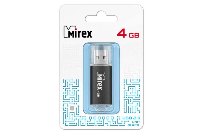 Флешка USB 2.0 Mirex UNIT BLACK 4GB (ecopack)