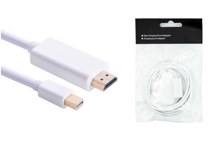 Кабель DisplayPort miniDP - HDMI (папа - папа) 1,8 м белый (V1.4)