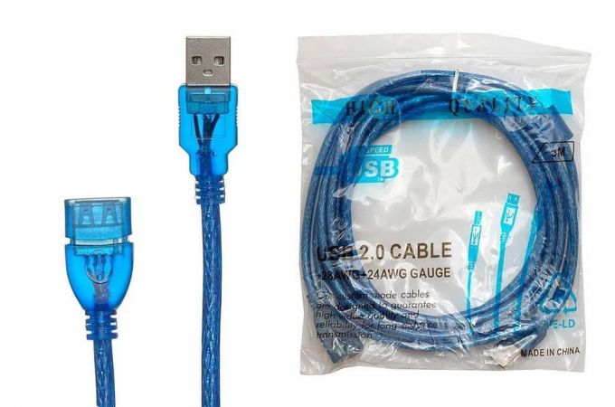 Кабель USB 2.0 удлинитель Type-A (папа - мама) 5 м синий (NN-U2MFB05)