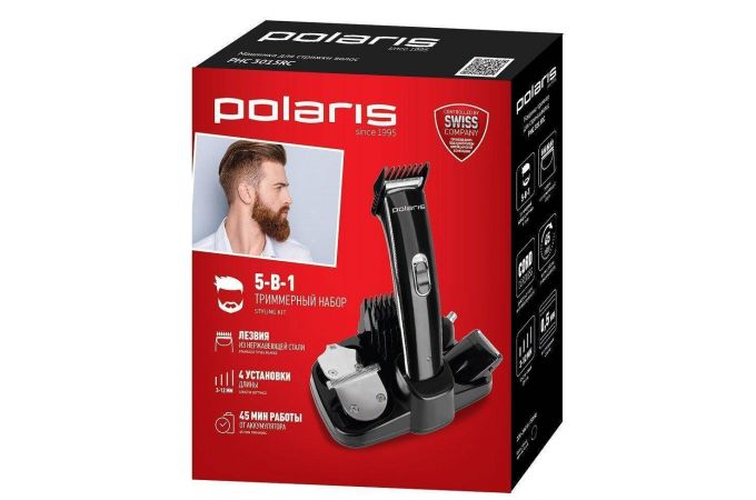 Набор для стрижки и бритья POLARIS PHC 3015RC черный для стрижки волос, бороды, усов, в носу и ушах