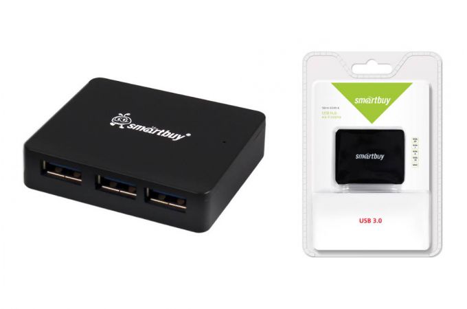 USB 3.0 Хаб Smartbuy 6000, 4 порта, черный (SBHA-6000-K)