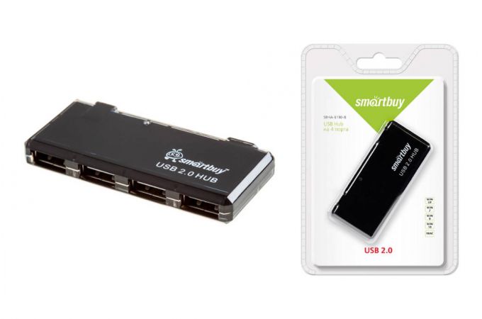 USB 2.0 Хаб Smartbuy 6900, 4 порта, черный (SBHA-6900-K)