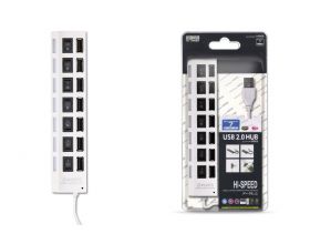 USB 2.0 хаб с выключателями, 7 портов, СуперЭконом, белый, SBHA-7207-W