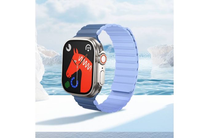 Ремешок для Apple Watch HOCO AS102 Жидкий силиконовый магнитный ремешок для часов iWatch (38/40/41 мм) (светлый с оранжевым)