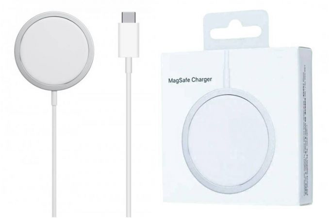 Беспроводное магнитное зарядное устройство Apple MagSafe с оплеткой (белый) (or.)
