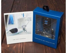 Сетевое зарядное устройство USB + кабель Lightning VIDVIE Fast Charger 2100mAh (белый, черный)