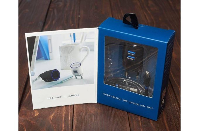 Сетевое зарядное устройство USB + кабель Lightning VIDVIE Fast Charger 2100mAh (белый, черный)