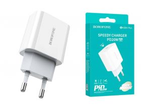 Сетевое зарядное устройство USB-C BOROFONE BA38A Plus Speedy PD20W port (белый)