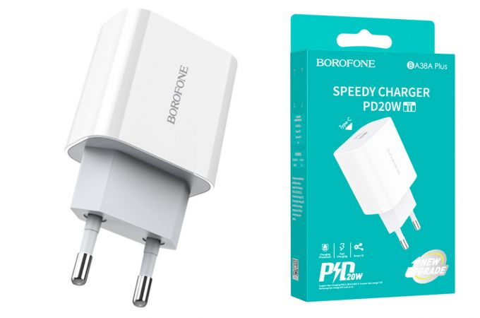 Сетевое зарядное устройство USB-C BOROFONE BA38A Plus Speedy PD20W port (белый)