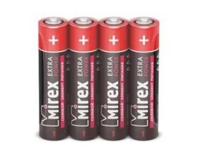 Батарейка солевая Mirex R03 / AAA 1,5V  цена за 4 шт (4/60/2400), shrink (23702-ER03-S4)