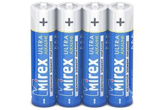Батарейка алкалиновая Mirex LR03 / AAA 1,5V цена за спайку 4 шт (23702-LR03-S4)